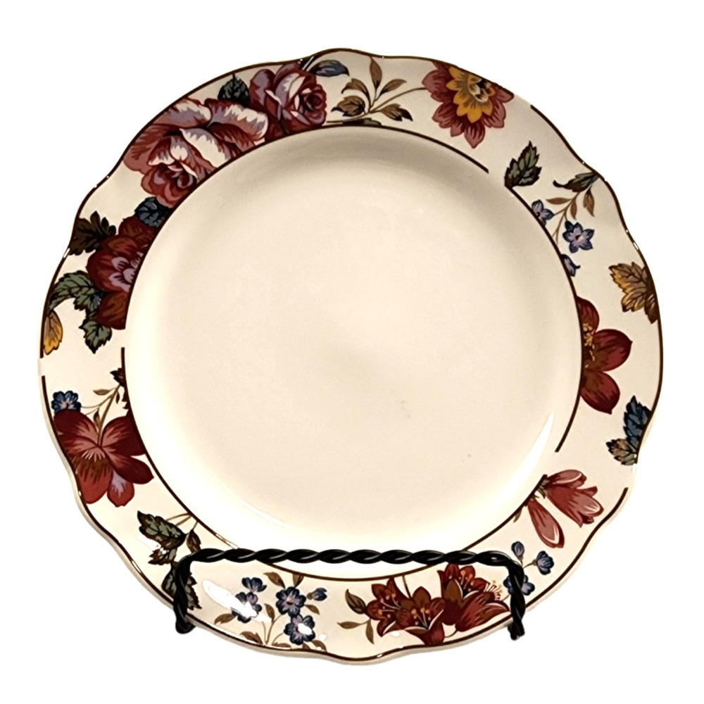 3~Noritake Prima China Damask Bouquet Salad Plate #9435 Scalloped Edge Japan